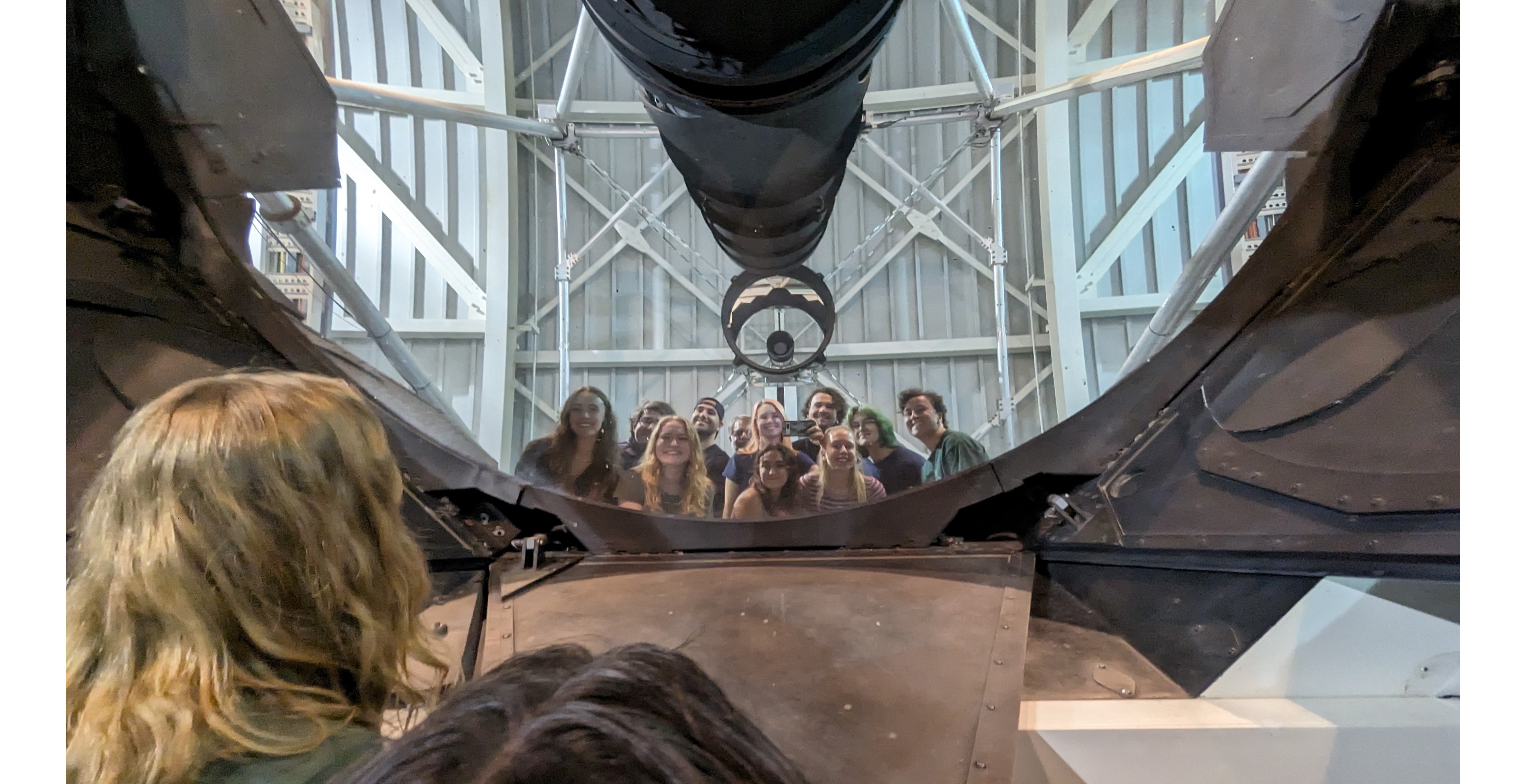Selfie in the APO 3.5-m telescope with the REU students, 2023.